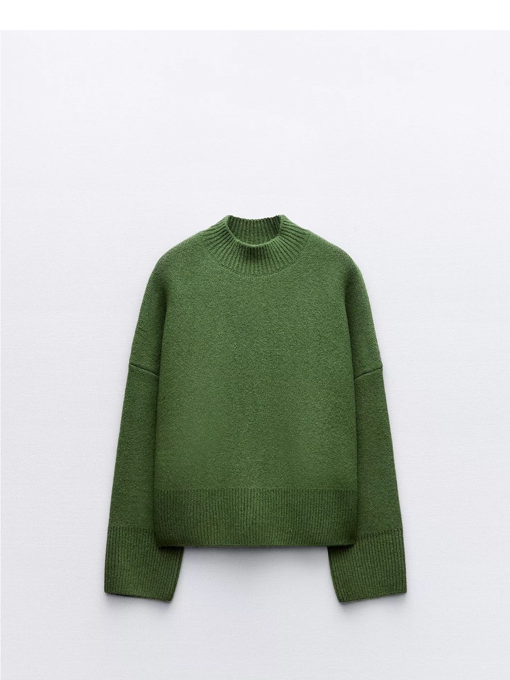 Zara Olive Green Funnel Neck Sweater and skirt set knit